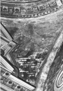 fotografia d'epoca del dipinto rovinato dall'incendio